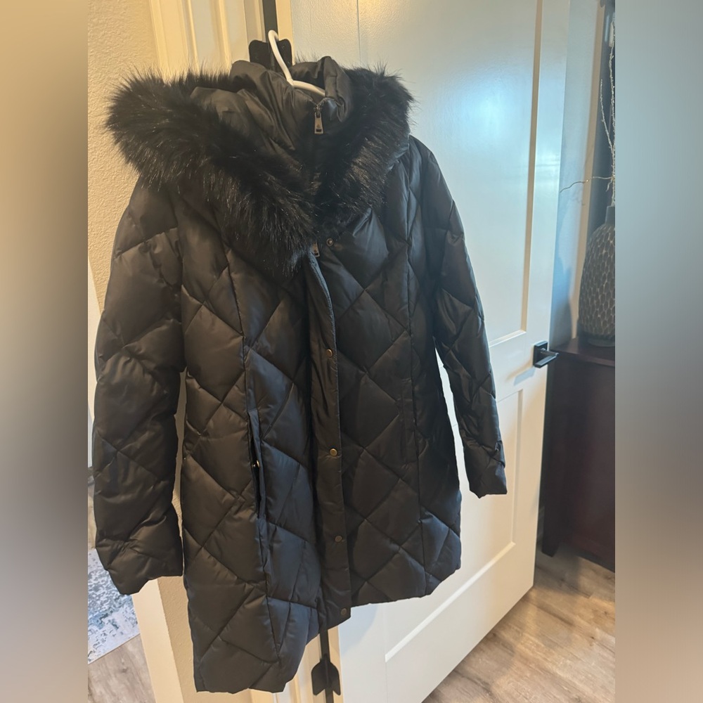 Ralph Lauren, XL, down puffer with fur trim hood, hits past the knee